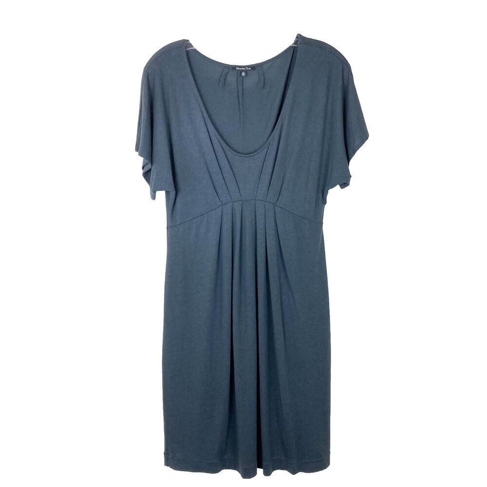 Massimo Dutti Empire Waist Dress Size S - M Dark Gray Scoop Neck Flutter Sleeves - Picture 2 of 7